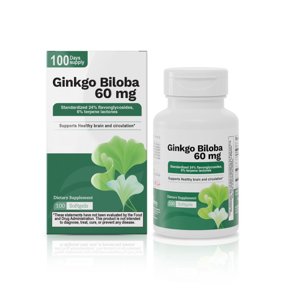 Ginkgo Biloba 60 Mg, 100 Softgels