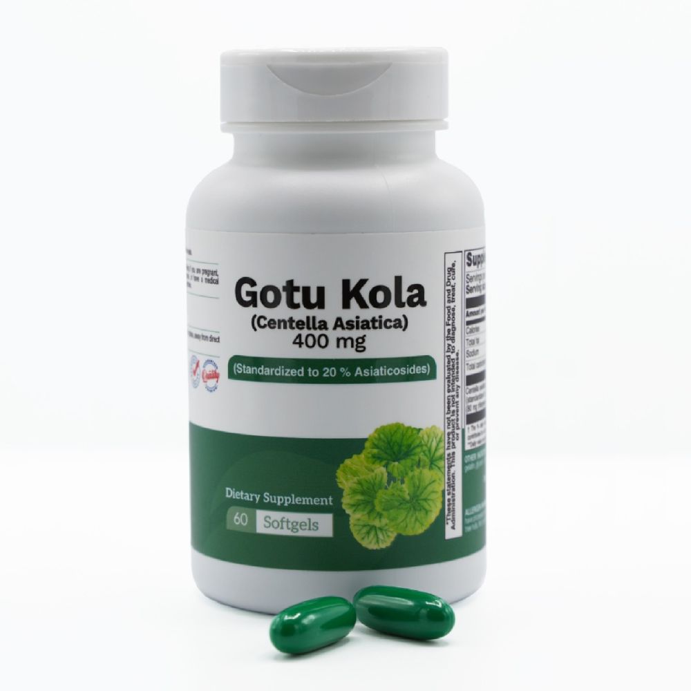 Gotu Kola 400mg (Centella Asiatica) | 60 Softgels, Standardized to 20% Asiaticosides, Non-GMO
