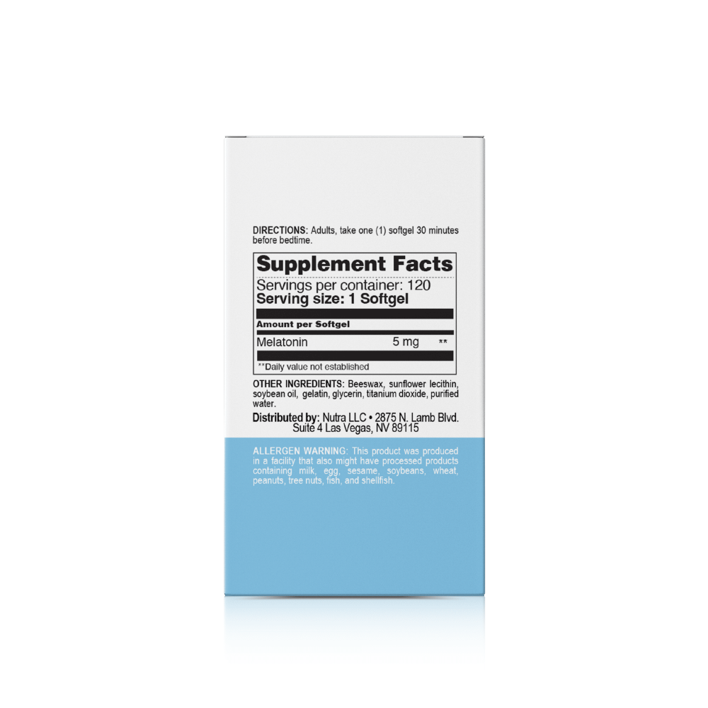 Nutra Nutrition Melatonin 5 mg benefits: supports restful sleep and adjusts sleep patterns.